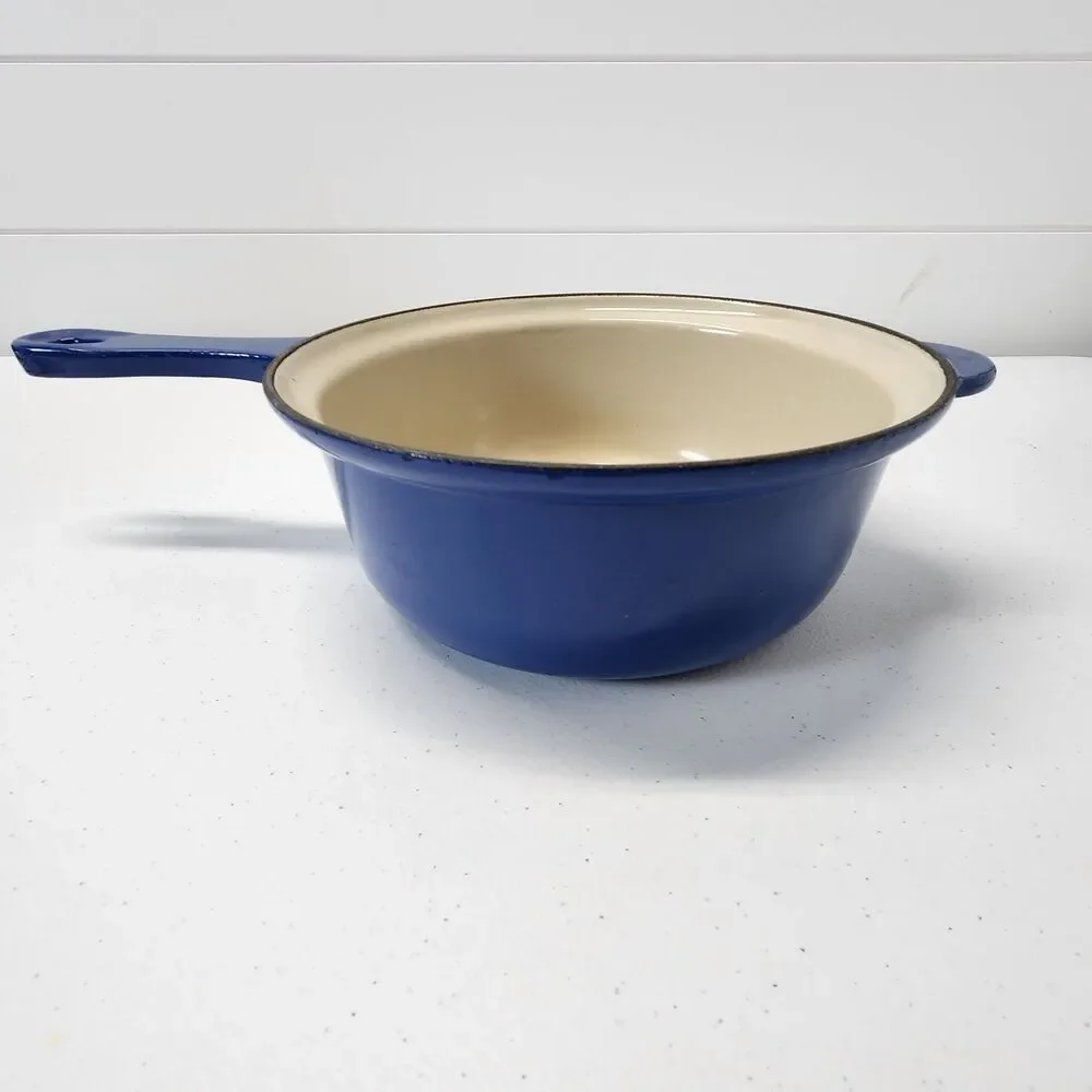 Le Creuset #22 Cobalt Blue Enamel Cast Iron Multifunction Saucepan Skillet Set